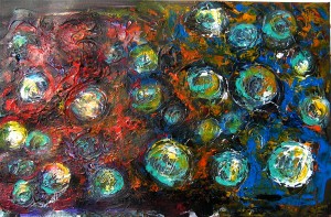 Mallets: Top View 2013 20"x30" Acrylic on Paper