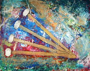 Falling Mallet 2011 18"x20" Acrylic on Canvas